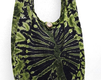 Tie Dye Bag Cotton Bag Hippie bag Hobo bag Boho bag Shoulder bag Sling bag Messenger bag Tote bag Crossbody bag Gypsy Purse Handbags Green