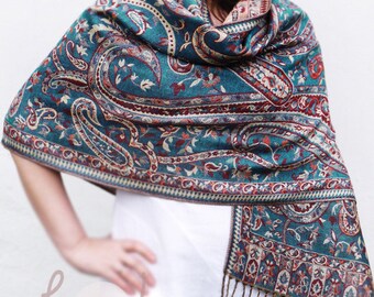 Turquoise Pashmina Scarf, Pashmina Shawl, Turquoise Scarf, Turquoise Shawl, Bohemian Scarf, Blue Pashmina Scarf, Pashmina Shawl, Blue Scarf