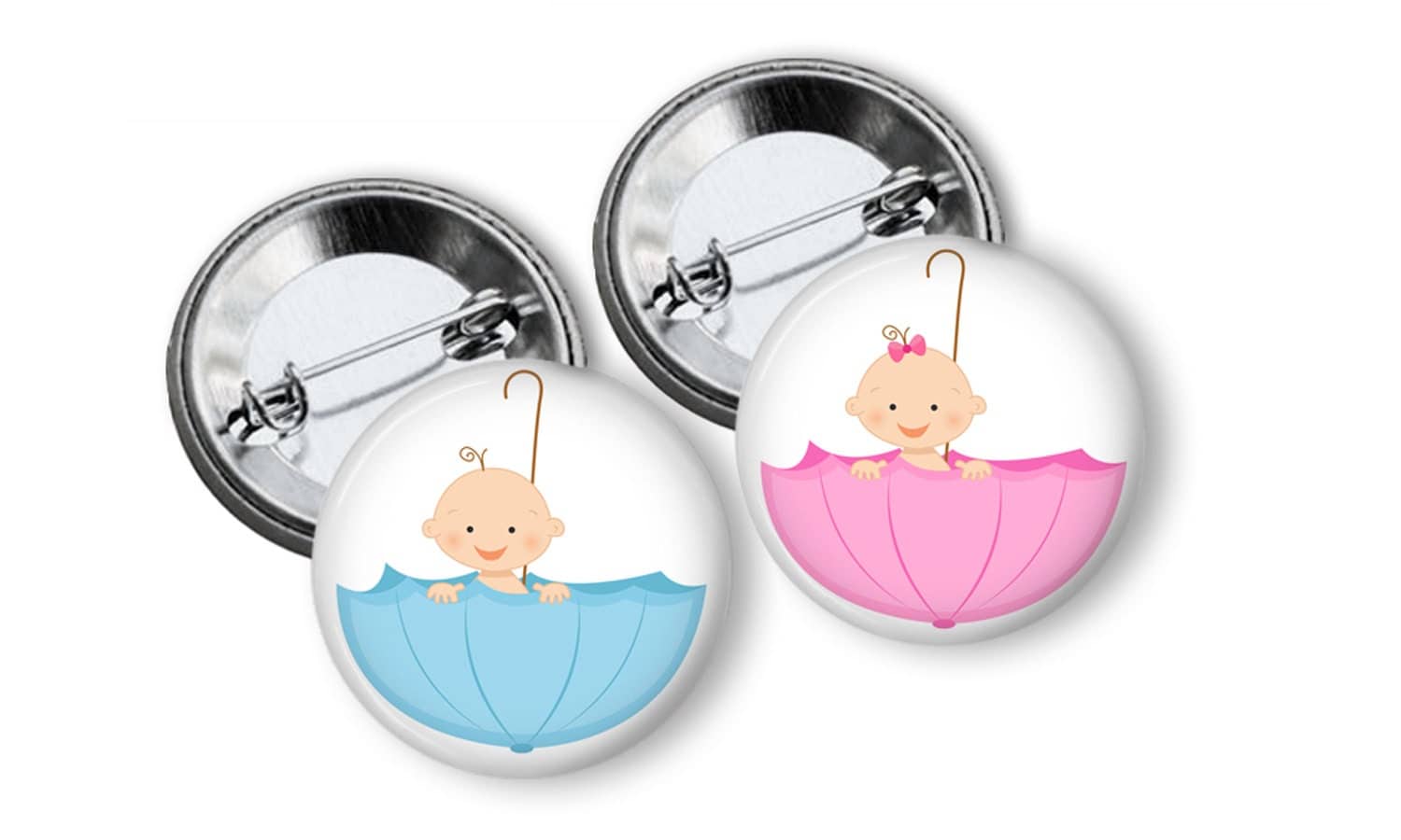 Gender Reveal Party Favors Umbrella Babies 2.25 inch Pinback