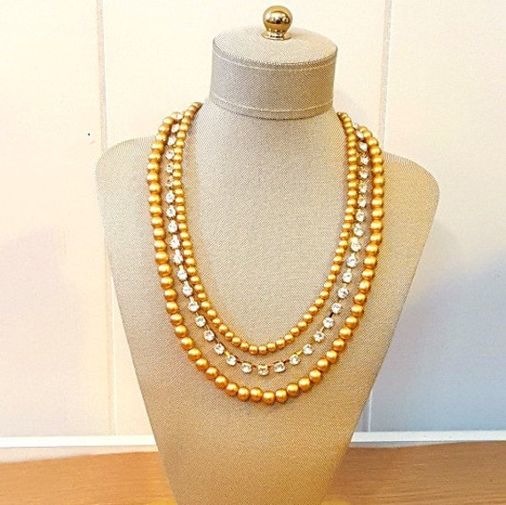 Gold Rhinestone Statement Necklace