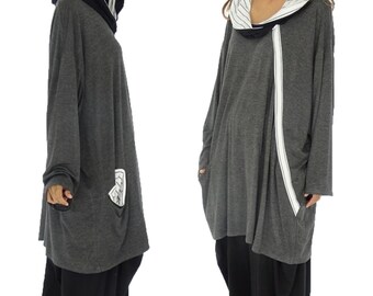 HS100AN1 tunic layered look shirt asymmetrical Gr. 40-52 anthracite