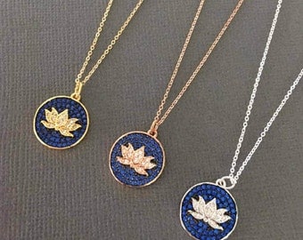 Lotus Necklace, Lotus Jewelry, Lotus Flower necklace, Lotus411, Sparkling lotus flower charm necklace, Pure, Buddhist jewelry, Yoga jewelry