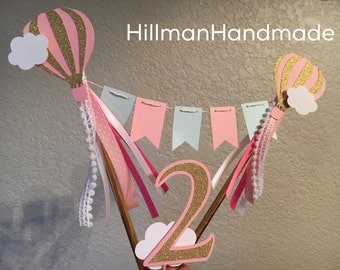 Hot Air Balloon Cake Topper, Hot Air Balloon Cake Bunting, Cake Bunting, Cake Topper, Birthday Cake Bunting