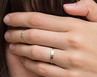 Dainty Bar Ring • Personalized Ring (or blank) • Stacking Ring • Custom Name • Hand Stamped • 14k Gold Fill, Sterling Silver, LR450