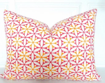 Rosy Pink Pillow Cover - Pink Yellow Pillow - Lumbar Pillow 12 x 16 - Pink Throw Pillow Accent Toss - Small Pink Pillow Accent Pillow