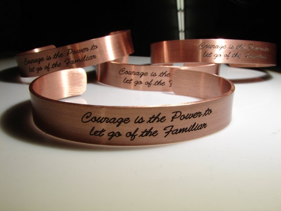 Completely customized copper cuff or bracelet including one sided engraved option for two sided. Personalized jewelry.