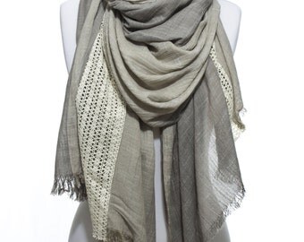 Beige Lace Scarf Lightweight Spring Summer Woman Fashion Accessory Women Fashion Scarves Accessories Gift Ideas For Her Mom Bestfriend Gifts