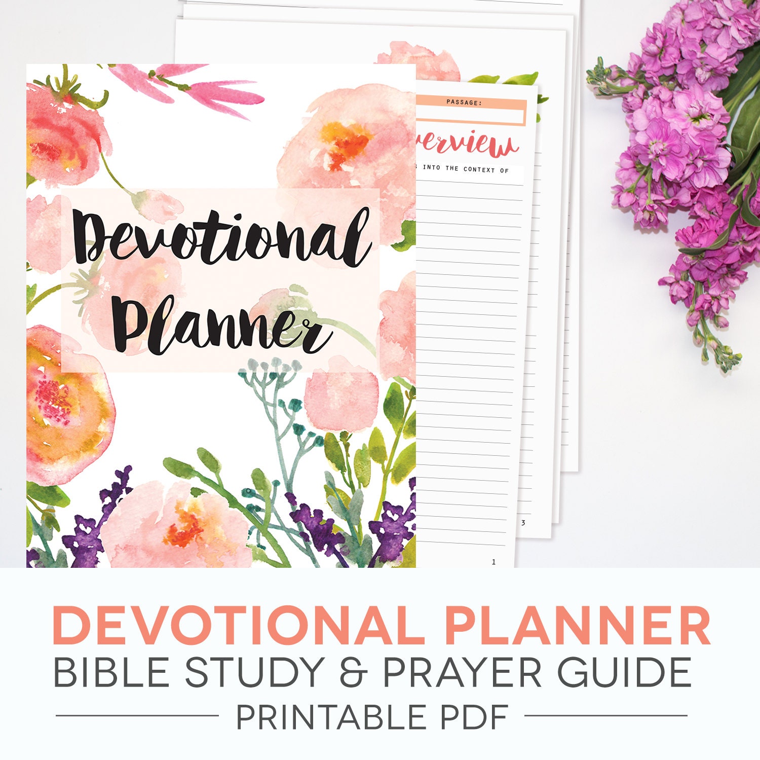 Bible Study Printables Set Floral Theme Daily Devotional