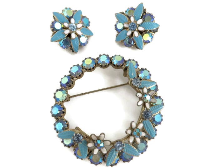 Weiss Demi Parure Brooch and Earrings Set Vintage Weiss Jewelry Signed Weiss Jewelry