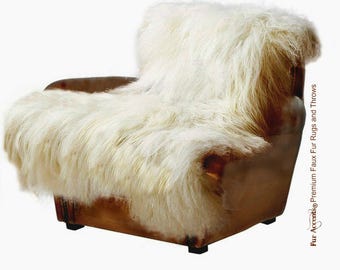 Shaggy Mongolian Sheepskin Faux Fur Throw Blanket - Long Hair Icelandic Sheep - Accent Throw - Rectangular - Fur Accents Designer Home Decor