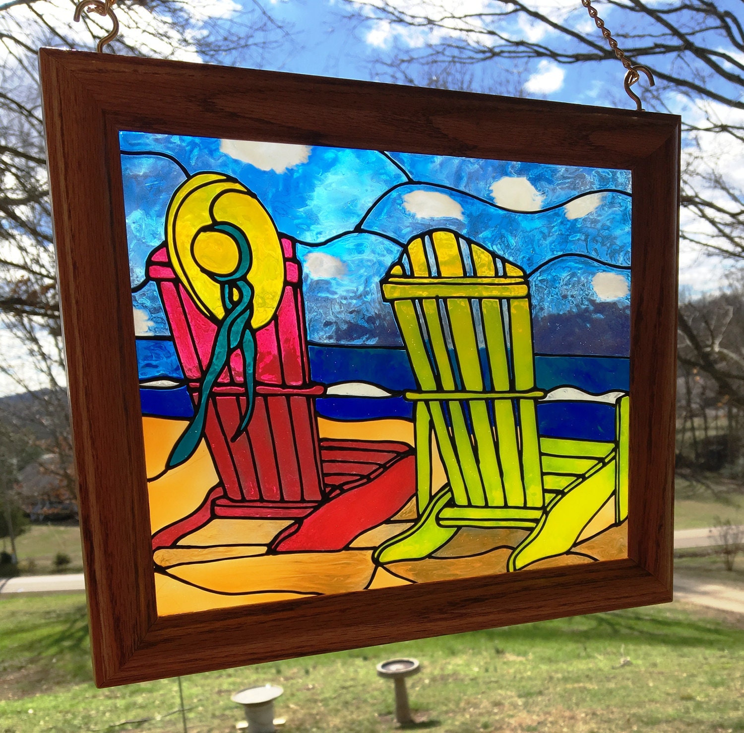 Beach Stained Glass Coastal Decor Beach Painted Adirondack