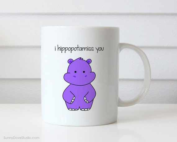 Funny Miss You Gift Goodbye Farewell Hippo Pun Coffee Mug