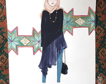 Fashion Illustration, Fashion Print, Hijab Fashion, Hijab Fashion blogger