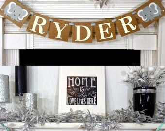 custom name banner elephant baby shower decoration kids room decor childs name - Elephant Home Decor custom name banner elephant baby shower decoration kids room decor childs name - Elephant Home Decor