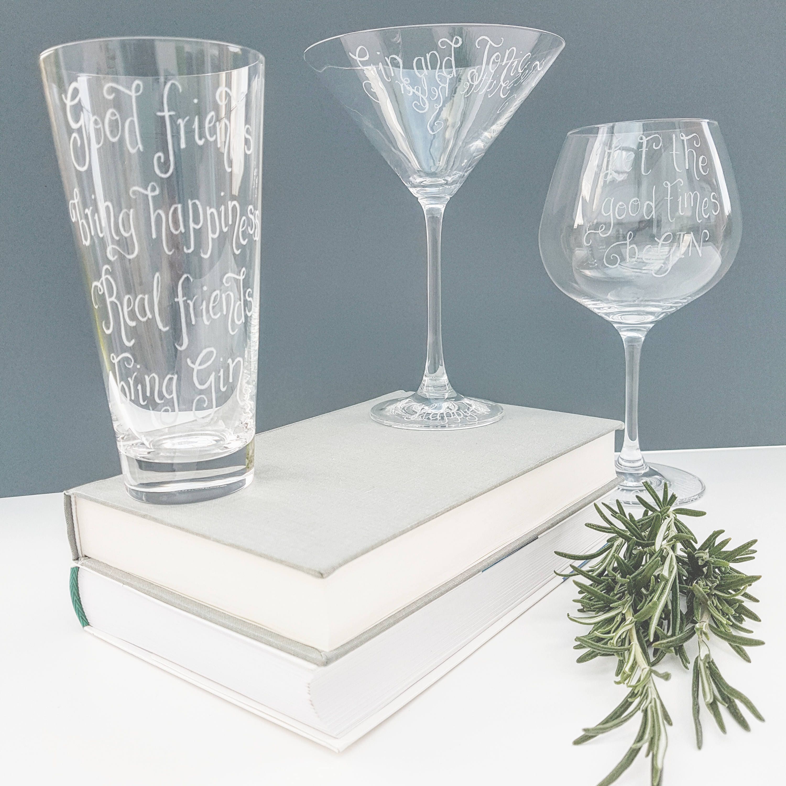 Personalised Gin Glasses Hand Engraved Dartington Crystal