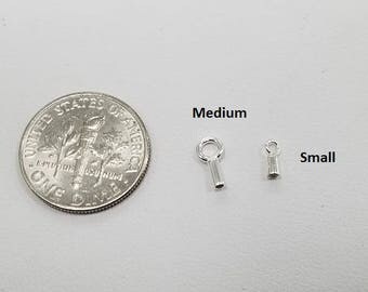 10 Pieces - Sterling SIlver Crimp Ends, End Caps, 1.2mm Inner Diameter