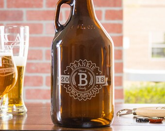 Groomsmen Gift, Custom Growler, Best Man Gift, Beer Growler, Bachelor Party Gift, Wedding Party Gift, Monogram Growler, Party Supplies
