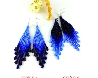 Gift|For|Mom Beaded earrings Gypsy earrings Purple earrings Navy blue earrings Wife Gift|For|Her Sister Sapphire earrings Royal blue