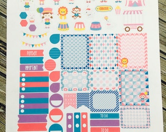 Circus Weekly Planner Stickers Set - Erin Condren Stickers - Happy Planner Stickers