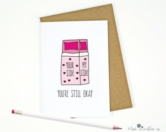 Joke Anniversary Card ∙ Funny Valentines Card ∙ Love Card ∙ Just Because ∙ Bed Card ∙ Card for Her ∙ Card for Him ∙ You're Still Okay (Bed)