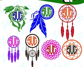 Dream Catcher Svg Monogram Frames, Dreamcatcher Frames Svg, Ai, Eps, Pdf, Png Cutting file, Silhouette Clip Art svg Commercial use