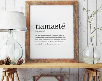 Namasté Definition Print | Minimal Print | Wall Decor | Namasté Print | Modern Print | Namasté Art | Type Poster | INSTANT DOWNLOAD