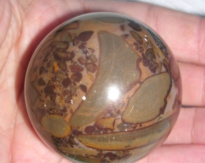 Bamboo Leaf Jasper Sphere - 8 oz. 2 inch sphere, 1/2 lb. stone! greens browns gold earthy stone, natural, gift, display specimen, collect