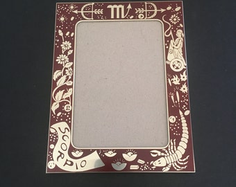 Vintage Scorpio Zodiac Picture Frame. Scorpion. Zodiac Sign. Horoscope.
