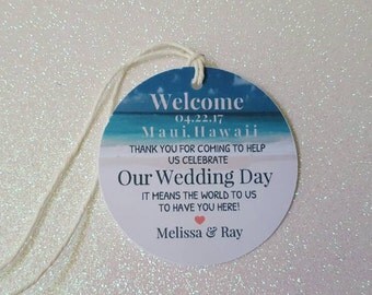 BEACH Wedding Favor Tag *Destination Wedding Tag *Beach Welcome Tag *Thank You Wedding Tags *Beach Tags *Circle Tag 2.25" *PERSONALIZED