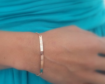 Latitude Longitude Bracelet - GPS Coordinates Bracelet - Location Bracelet - Custom Engraved Bracelet - Rose Gold Dainty Coordinate Bracelet