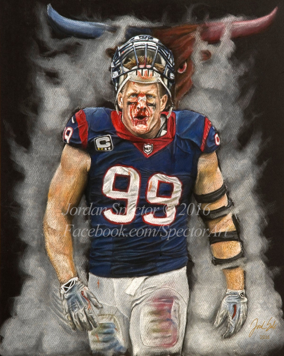 JJ Watt Art Print Houston Texans The Milkman Texans Wall