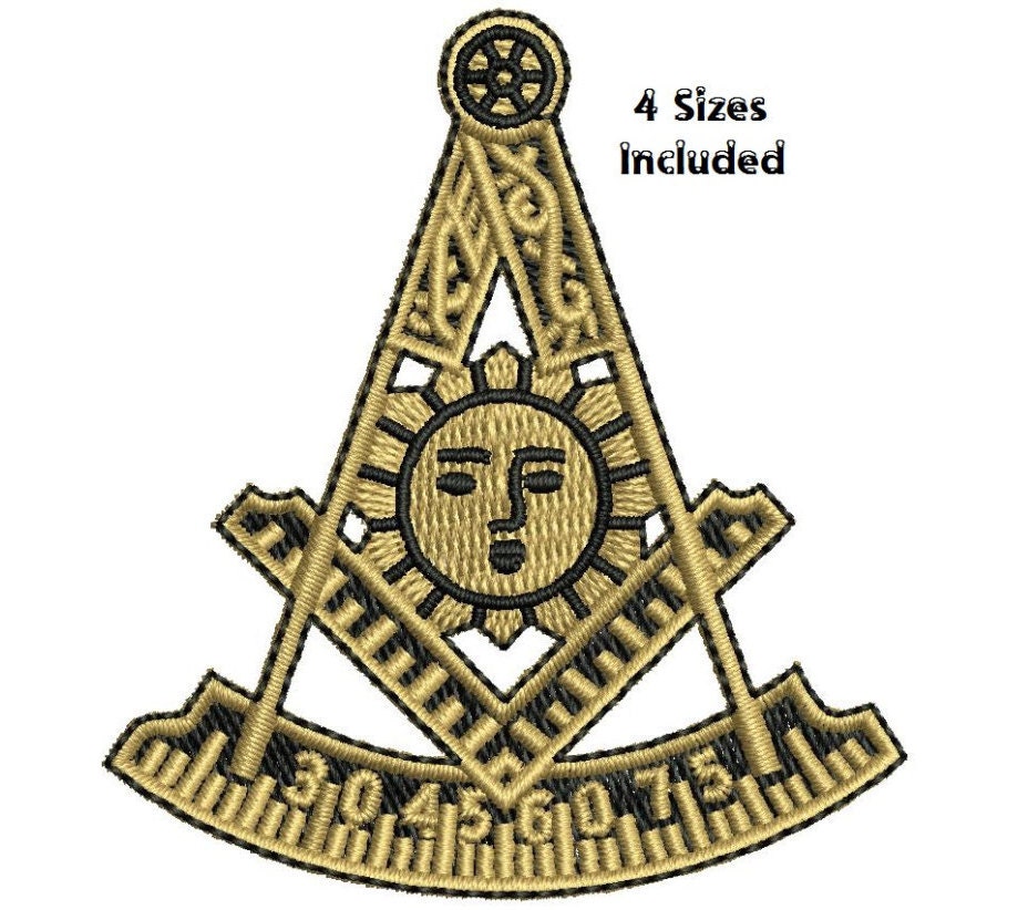 Freemason Masonic PM logo filled embroidery pattern 4 sizes