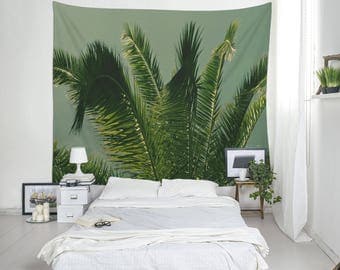 Tropical Leaf Print, Wall Tapestry, Tropical Decor, Large Tapestry, Room Decoration, Palm Leaves