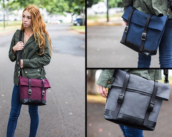 Large Crossbody Bag - Foldover Crossbody Bag Canvas - Messenger Bag - Crossbody Handbag - Large Crossbody Purse - Shoulder Bag Cross Body