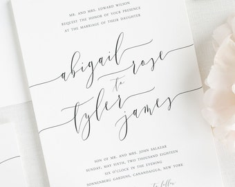 Romantic Calligraphy Wedding Invitations - Deposit