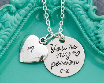 You're My Person Necklace • Best Friend Necklace • Personalized Initial Necklace • Grey's Anatomy • Person Gift • Friend Quote •Friend Gift