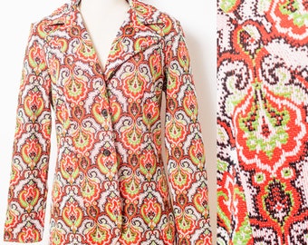 vintage 70s jacket, Vintage Orange jacket, 70s orange jacket, Boho jacket, 70s bohemian jacket, 70s Hippie jacket,vintage blazer