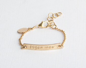 Baby Bracelet, Personalized, Baby Bar Bracelet, Baby Name Bracelet, Gold Fill, Sterling Silver, Rose Gold Fill