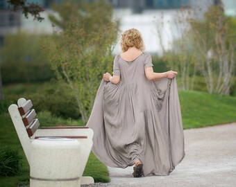Plus Size Clothing, Moroccan Kaftan, Formal Dress, Maternity Dress, Khaki Dress, Ball Gown Dress, Oversized Loose Dress, Floor Length Dress