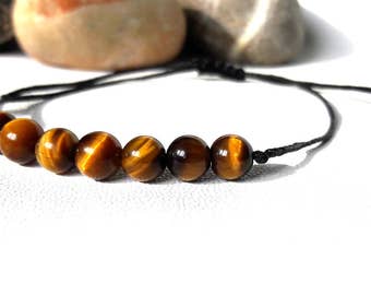 Tiger eye Bracelet Yoga Bracelet Chakra Bracelet Crystal Healing Bracelet Men Bead Bracelet Adjustable mala, Men Zen Bangle, Mens Gift