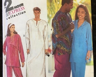 Simplicity 7242 Mens/Womens Caftan // Pants // Top Vintage Sewing Pattern Sizes XX- Small, X-Small, Small, Medium, Large, X-Large, OOP