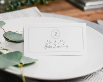 Printable Wedding Place Cards, Wedding Place Card Template, Placecards, Folded Escort Cards, Monogram Wedding Place Cards, Placement Cards