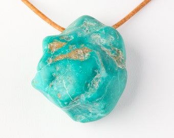 Natural Large Untreated Morenci Turquoise Nugget Pendant