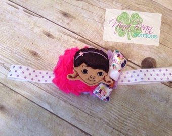 The Doc Is In - Doc McStuffins Inspired - Toddler Headband - Disney Inspired - Doc McStuffins Headband - Purple and Hot Pink headband