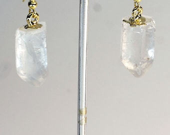Gold Top Plated Quartz Point Earrings (ER12BT)