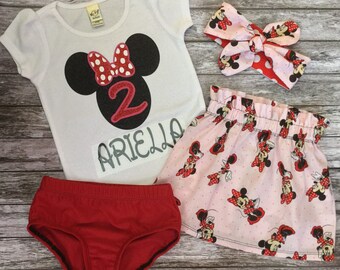 Minnie Mouse Birthday Outfit,Birthday Outfit,Minnie Mouse Skirt,Minnie Mouse Headband,Birthday Outfit,Minnie Mouse Birthday Shirt