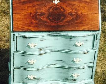 SOLD - Antique Desk -- 1920s Antique Governor Winthrop Secretary Desk -- Shabby Chic