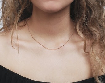 Simple Delicate Gold Necklace 14k Gold Filled / Choker Chain Necklace, Custom Made / Everyday Necklace, Thin Gold Chain / Layering Necklace