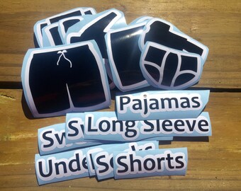 Boy's Dresser Labels -- Chest of Drawers Clothing Decals -- Organization - Kid's Labels -- Children's Room -- 18 Stickers -- Custom