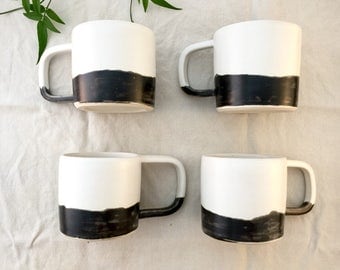 Handmade Ceramic Mug - Coffee Cup - Black And White Pottery Mug - Tea Cup
